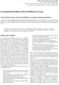 An annotated checklist of the Orchidaceae of Laos